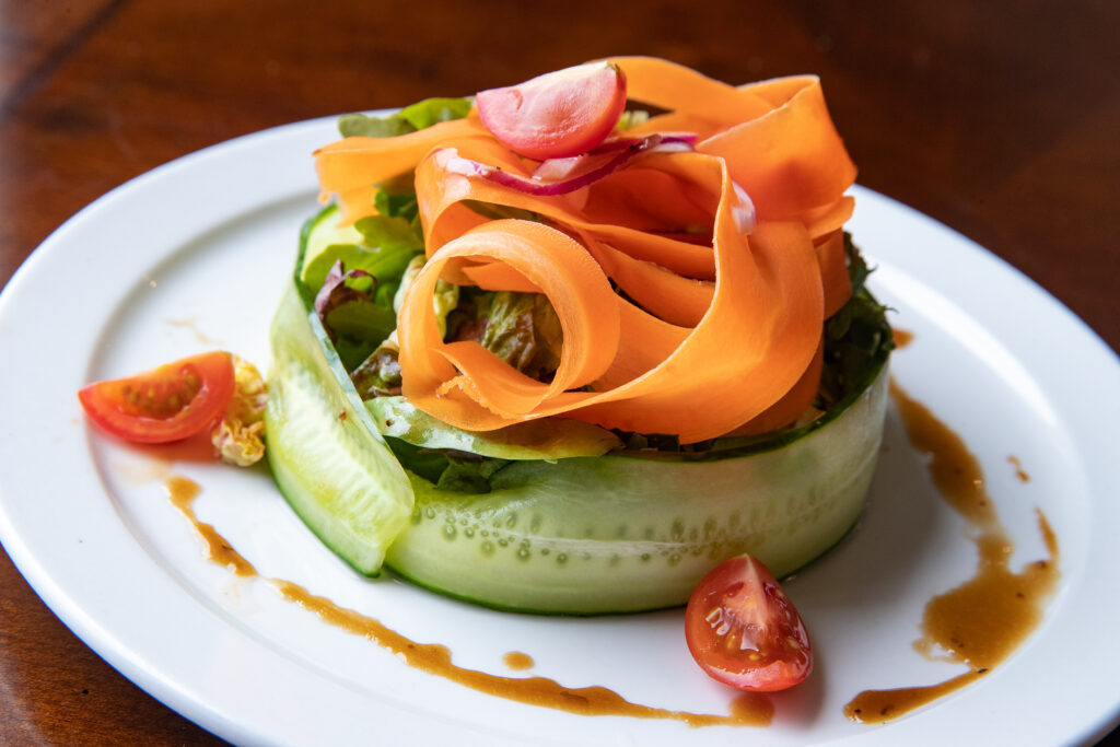 plated cucumber and carrot salad