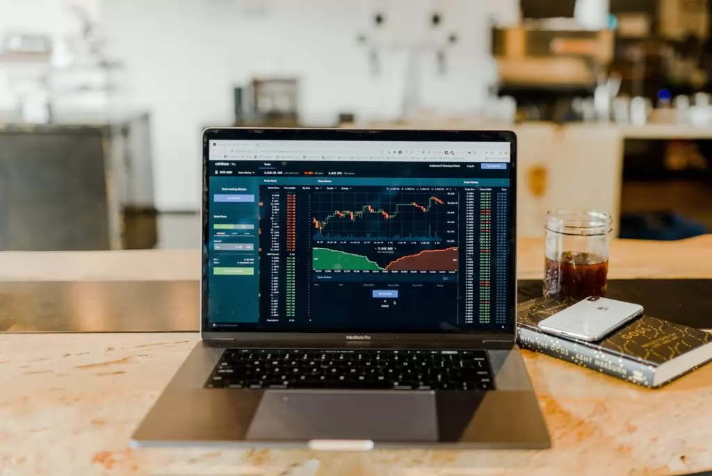 Financial results are seen on a laptop computer