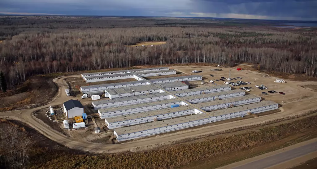 aerial view of Iosegun Lake Lodge